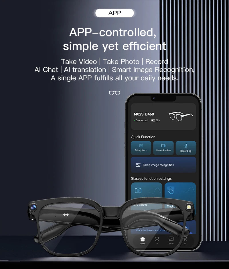 2026New 800W Pixel Camera AI Glasses Smart Translation Photo Video Recording Glasses Waterproof Call 32GB Storage Sunglasses Men