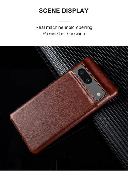For Google Pixel 7 Case Luxury Oil Wax Genuine Leather Cover Pixel 6A 8Pro 7Pro 5A Capa Protective Etui Back Coque Carcasa Shell