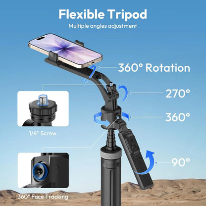 Ulanzi TT23 360° Auto-Tracking Selfie Stick Tripod Compact Foldable With Gesture Control Bluetooth Smart Face Tracking Tools