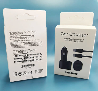 Original SAMSUNG Car Charger Type C 60w 45w 15w PD Auto Cargador Fast Charging Cable Samsung Galaxy S26 S25 S24 S23 Z Fold 8 7 6
