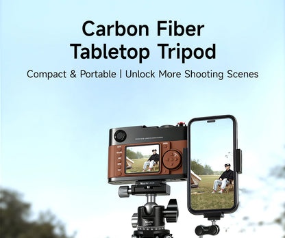 XILETU Lightweight Stable Carbon Fiber Tripod w 360° Rotation Detachable Ball Head Mini Tabletop Stand For Digital Cameras DSLRS