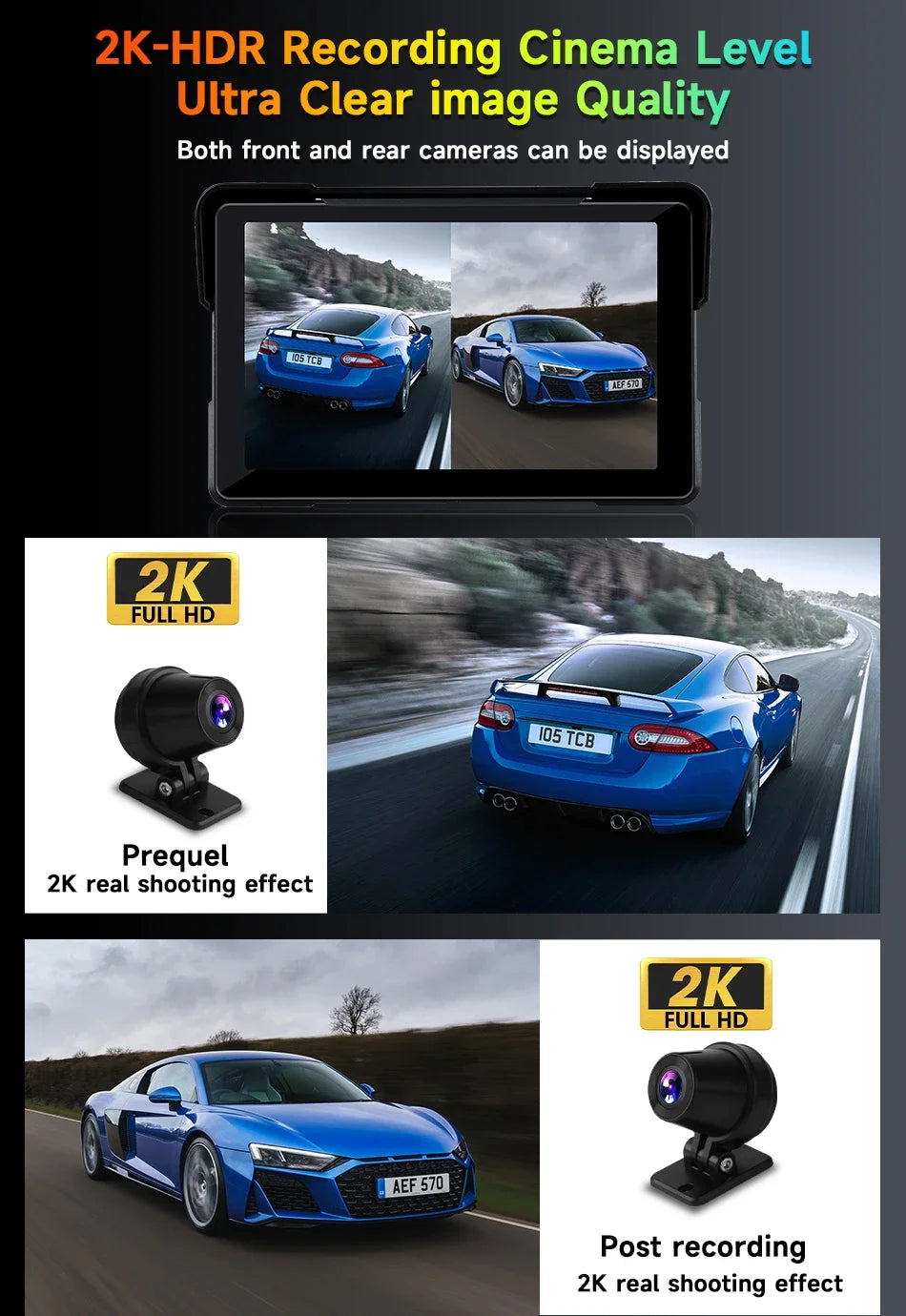 Jansite 5/7 inch Carplay Motorcycle DVR Navigation GPS Wireless CarPlay Android Auto IPX7 Display Screen Portable Moto Monitor