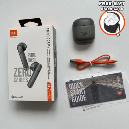 Original JBL Tune 225TWS True Wireless Bluetooth Earbud Headphones Stereo Earbuds Bass Sound Headset T225 TWS with Free cover