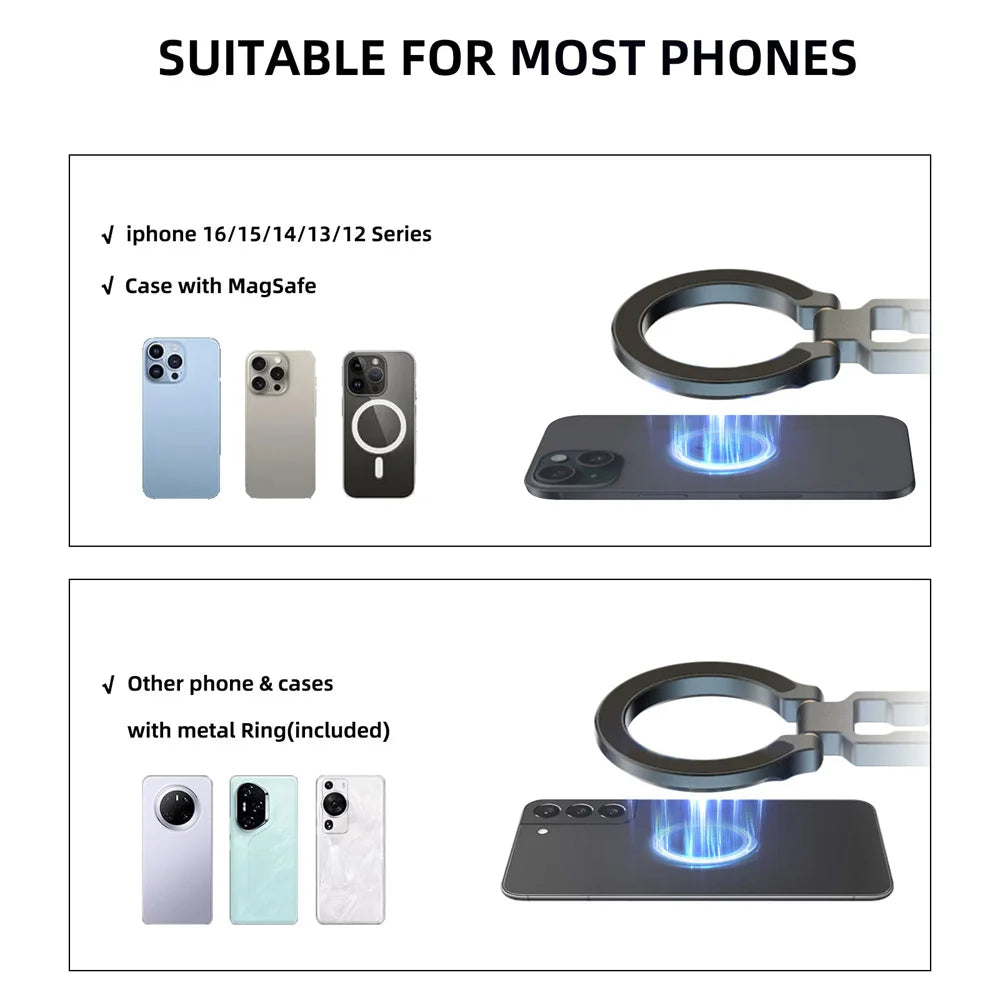 Dual Magnetic Phone Holder Desk Magnet Tripod Phone Mount 1/4'' & ARCA-Swiss Gym Mount for for iPhone Android Car/Airplane Stand