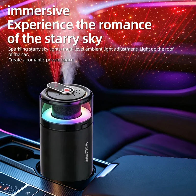 USB Starry Sky Car Humidifier & Aroma Diffuser, Mini Portable Nebulization Air Freshener with RGB Light, Fits Car, Home, Office