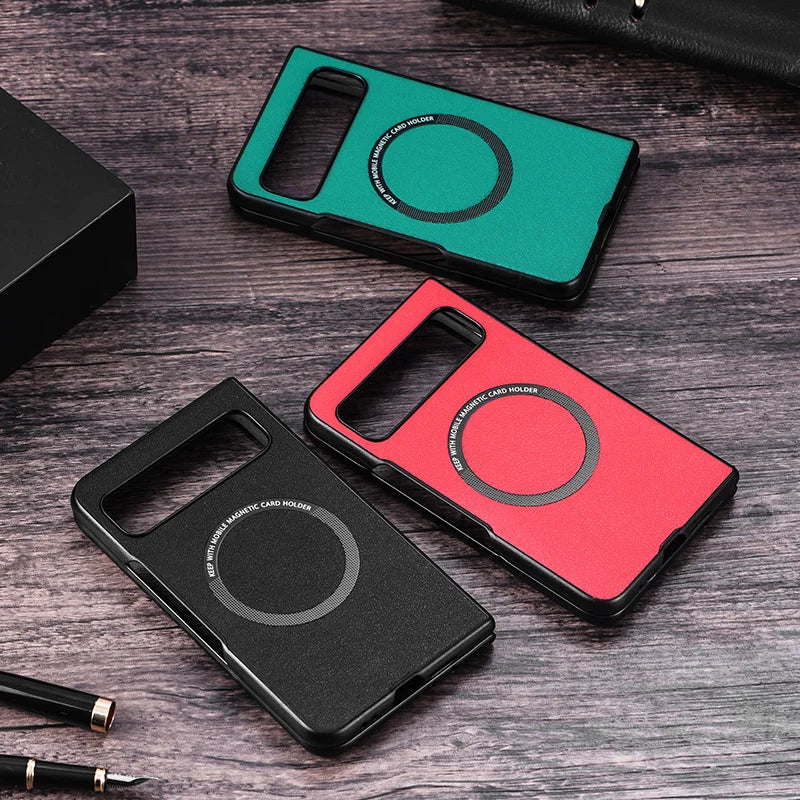 Premium PU Leather Case for Pixel Fold For Magsafe Wireless Charging Hard Back Cover For Google Pixel Fold G9FPL