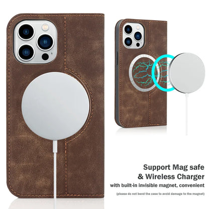 For Magsafe Wallet Leather Flip Case For iPhone 12 13 14 15 16 Pro Max mini Magnetic Wireless Charging Book Folio Cover