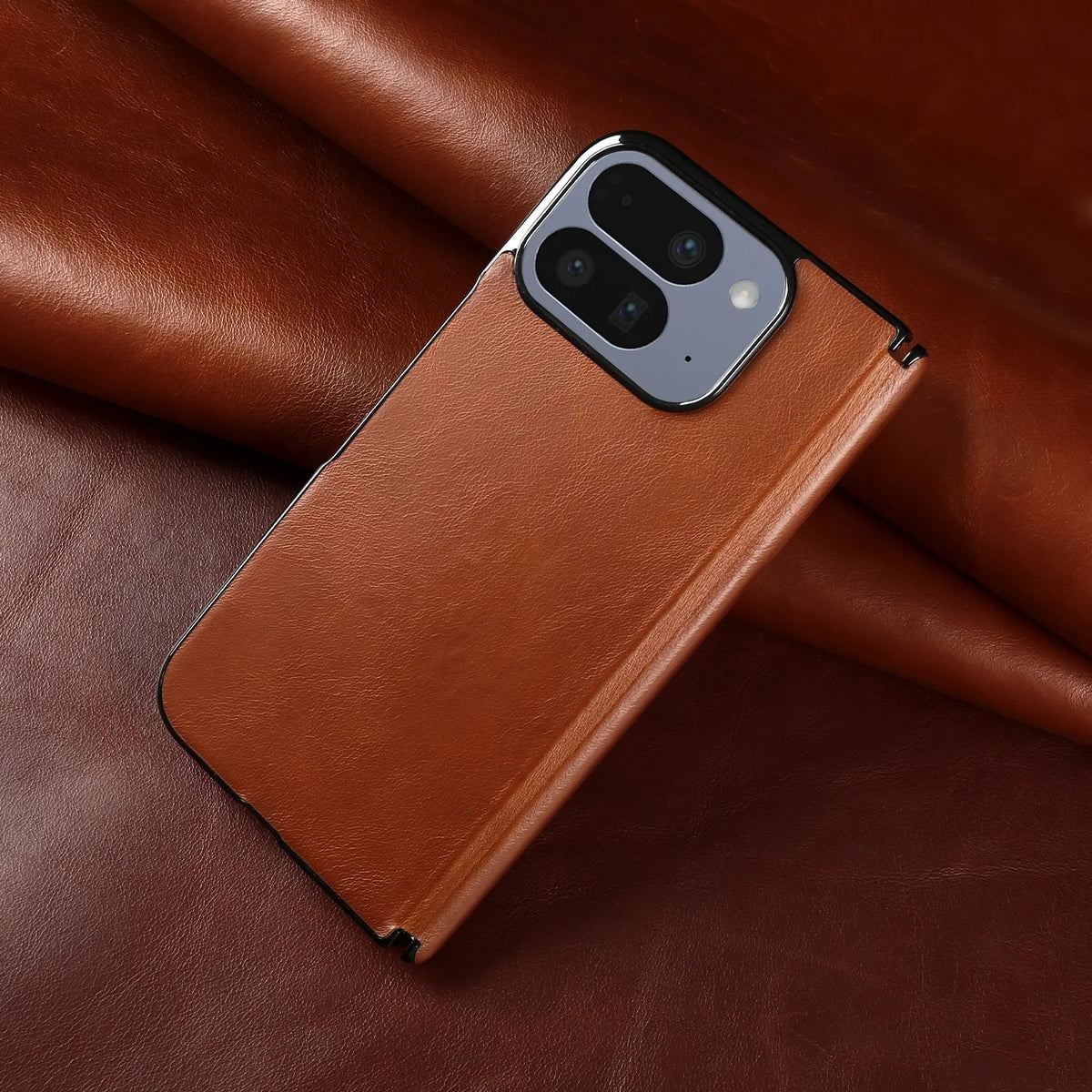 Luxury Genuine Leather Case for Google Pixel 11 Pro Fold 10Pro Fold Oil Wax Central Axis Pattern Phone Back Cases Without Front