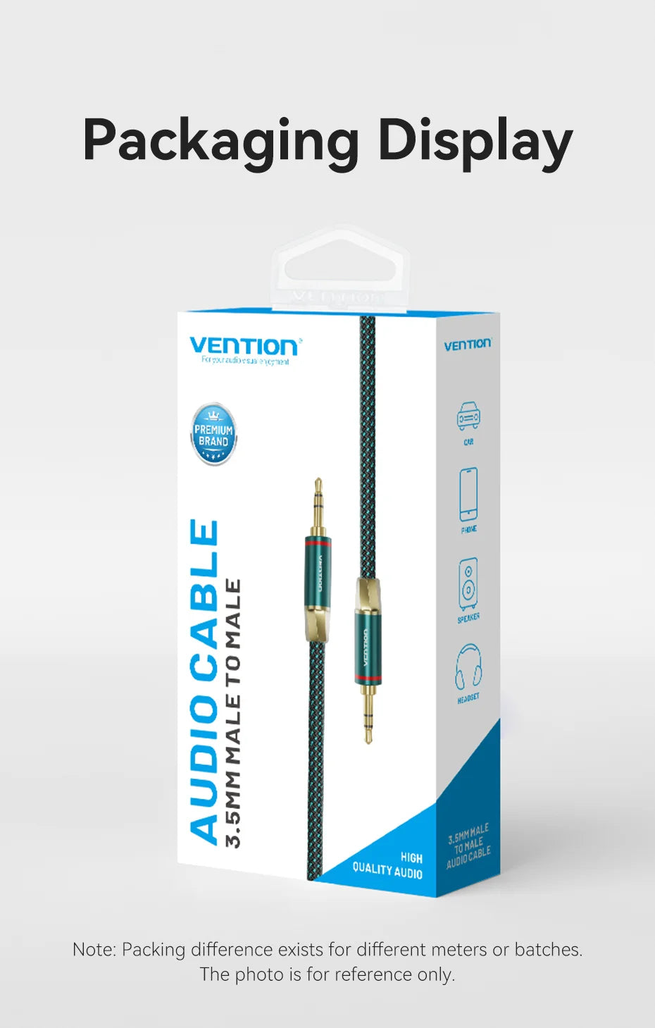 Vention 3.5mm Jack Audio Cable for Headphone Xiaomi Laptop Jack 3.5 Male to Male Car Aux Cable Jack 3.5 Speaker Cable Audio Cord