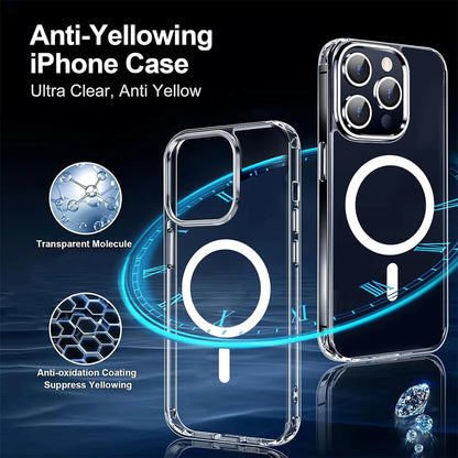 Official Original Magnet Clear Case For Iphone 17 Air 16 15 14 Plus 12 13 Mini 11 Pro Max 7 8 Se 20 X Xs Xr Apple Magsafe Cover