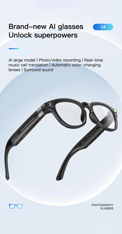 AI Shooting Smart Glasses Blue Tooth Call Automatic Color Changing Lenses Real Time Translation Music 4K Camera Men Women