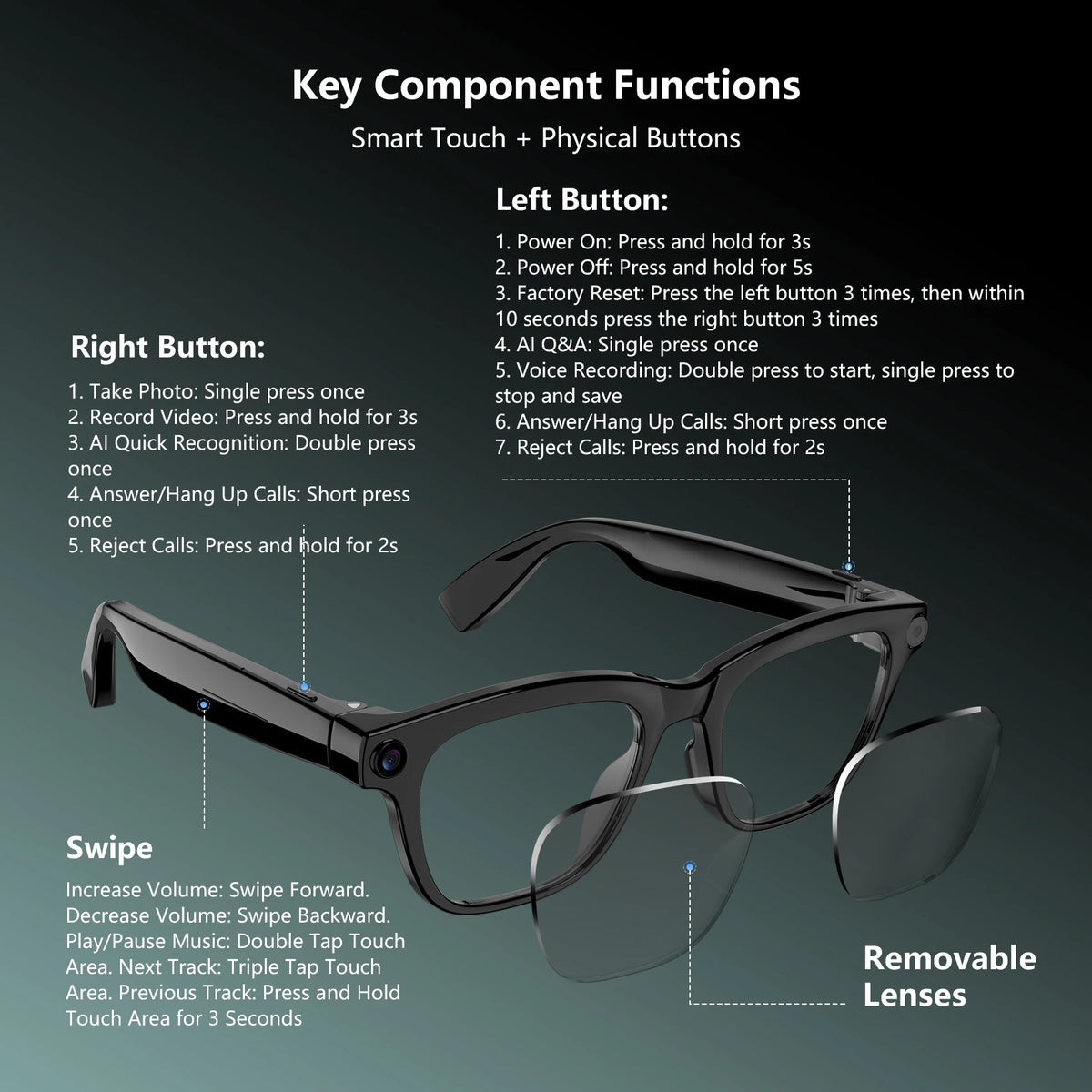 Blackview BV300 4K AI Glasses Color-Changing Smart Translation Glasses Photo Video Recording Waterproof Call Smart Sunglasses