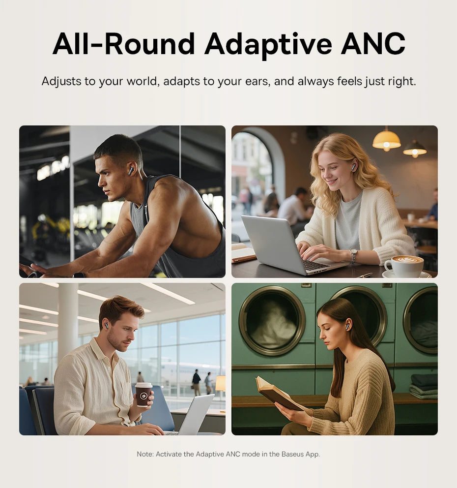Baseus Bowie MP1 ANC Bluetooth 6.0 True Wireless Earbuds -55dB Adaptive Hybrid ANC Earphones Hi-Res LDAC 6-Mic ENC In-Ear Buds