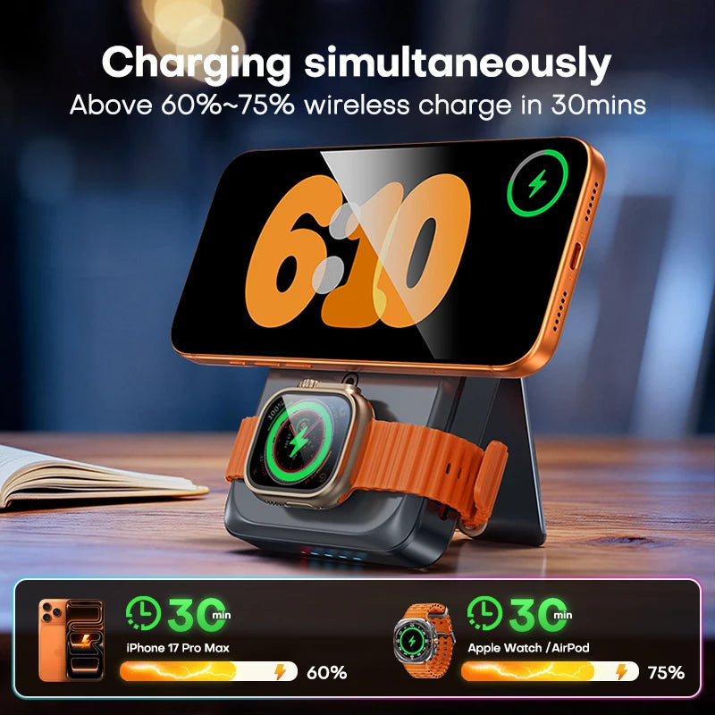 QOOVI Qi2 35W Magnetic Power Bank 10000mah Portable Charger For MagSafe 15W Wireless Fast Charging For iPhone 17 16 15 iWatch