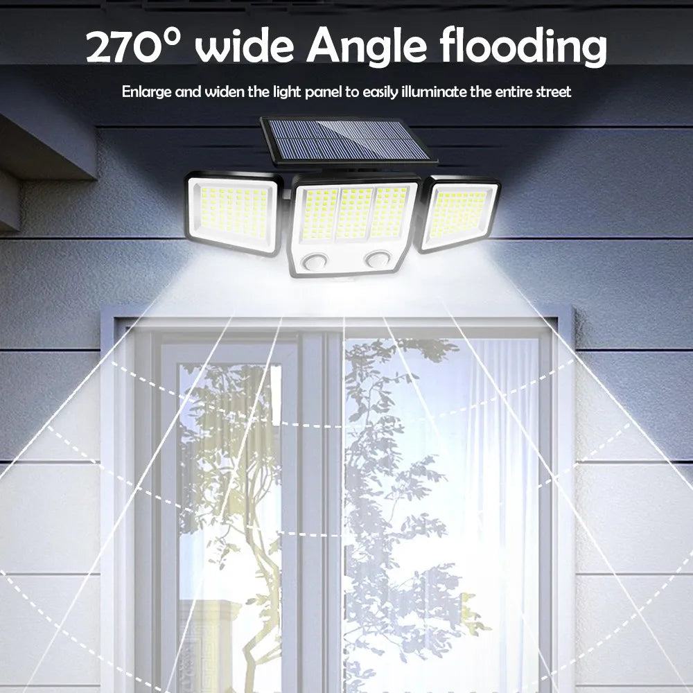 236/366LED Solar Motion Sensor Lights Outdoor Waterproof Solar Floodlight Wall Light 3  Mode Solar Security Lights Garden Yard P