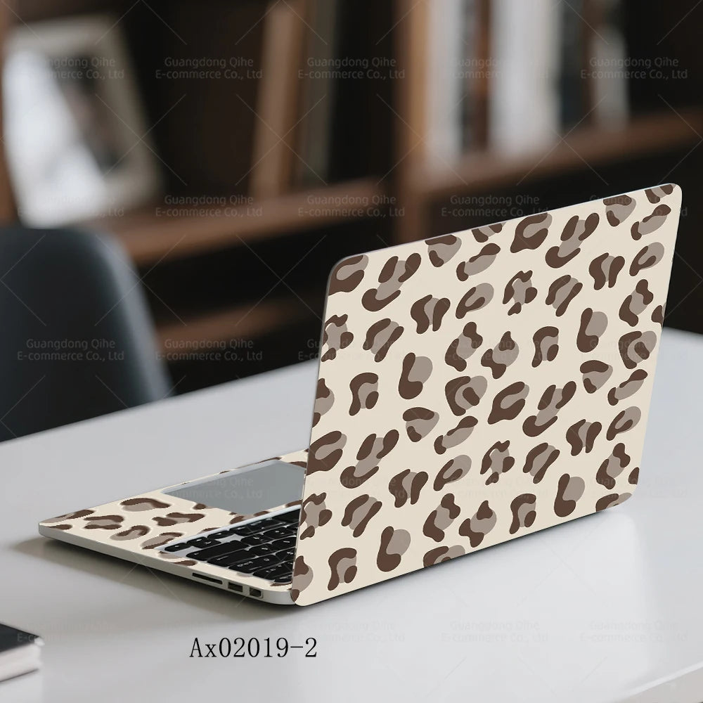 2 pcs Aesthetic Light Leopard Laptop Stickers Set Self-Adhesive Removable Laptop Covers for MacBook Notebook Protective Skins
