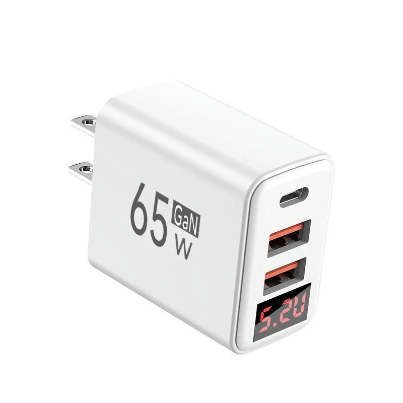 65W USB C Charger Fast Charger Phone Charger Adapter with LED Display QC3.0 EU/US/UK Plug For iPhone Samsung Xiaomi Wall Charger