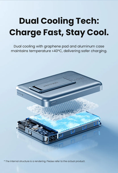 Vention Qi2.2 25W Power Bank 10000mAh 45W For Magnetic Wireless Portable Charger Battery for iPhone Samsung