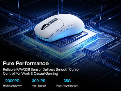EPOMAKER NEX Lite Tri-mode Wireless PAW3311 Sensor Gaming Mouse with RGB Charging Dock & 1K Polling/12K DPI for Gaming & Office