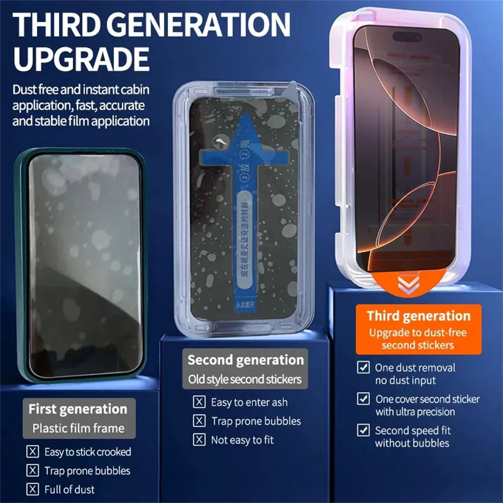 5Pcs Ultra HD 8K Dust Free Screen Protector For iPhone 16 15 14 13 12 11 17 Pro Max 16e Plus 17 Air Glass Easy Installation Box