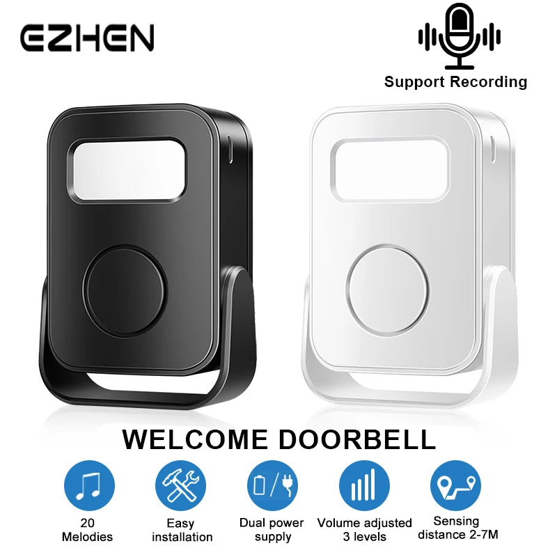Intelligent Welcome Doorbell Infrared Sensor Welcome Device with Recording Function Smart Home Door Alarm For Store Office Hotel