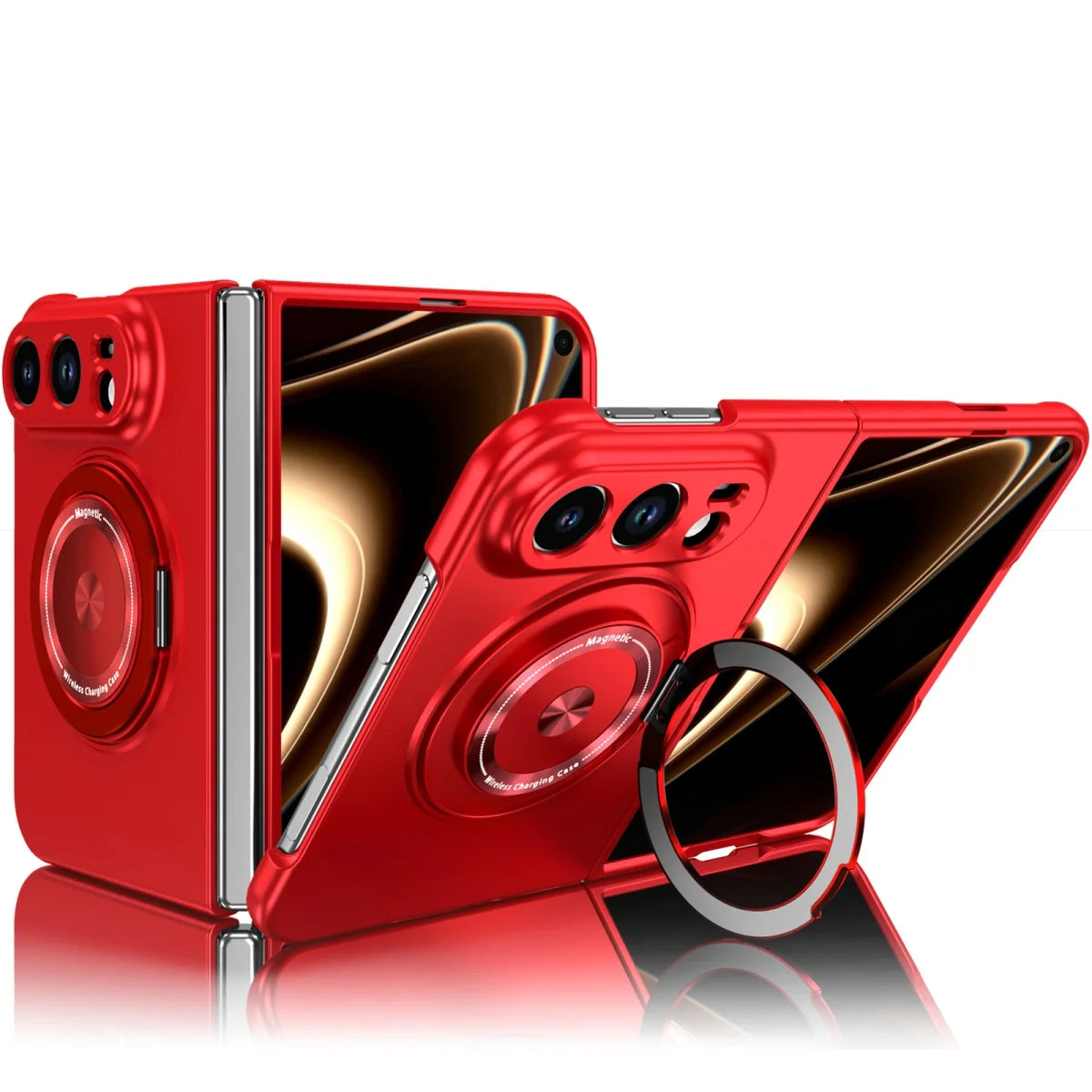 Luxury for Magsafe Wireless Charging Rotating Magnetic Stand Phone Case for IPhone Duo 18 Fold Lens Protector Shockproof Cover
