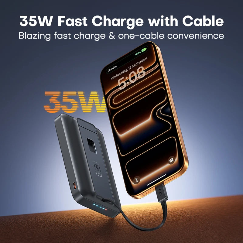 QOOVI Qi2 35W Magnetic Power Bank 10000mah Portable Charger For MagSafe 15W Wireless Fast Charging For iPhone 17 16 15 iWatch