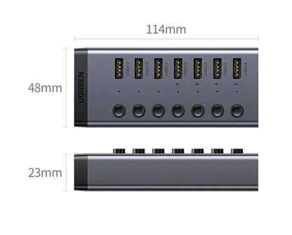 UGREEN USB C Hub 7-Port USB3.0 Splitter with Individual OFF/ON Switch LED Indicator for Desktop PC Laptop USB Ports Extender