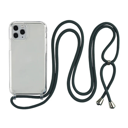 Crossbody Necklace Cord Lanyard Transparent Phone Case For iPhone 16 15 13 Pro Max 12 11 7 8 Plus X XR XS Strap Hang Rope Cover