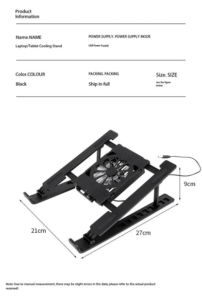 Adjustable Tablet Laptop Cooling Stand with Foldable Design Portable Air-Cooled Monitor Holder for Various Scenarios