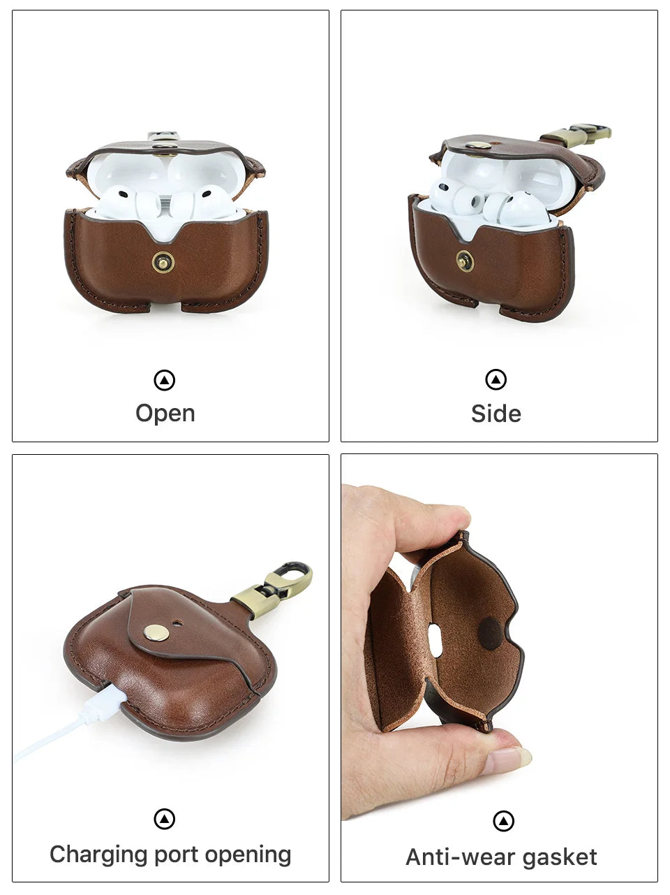 Genuine Leather Cover for AirPods Pro 3 Case Airpod Pro 2nd 1st generation Bluetooth Wireless Headphones Charging Box with Hook