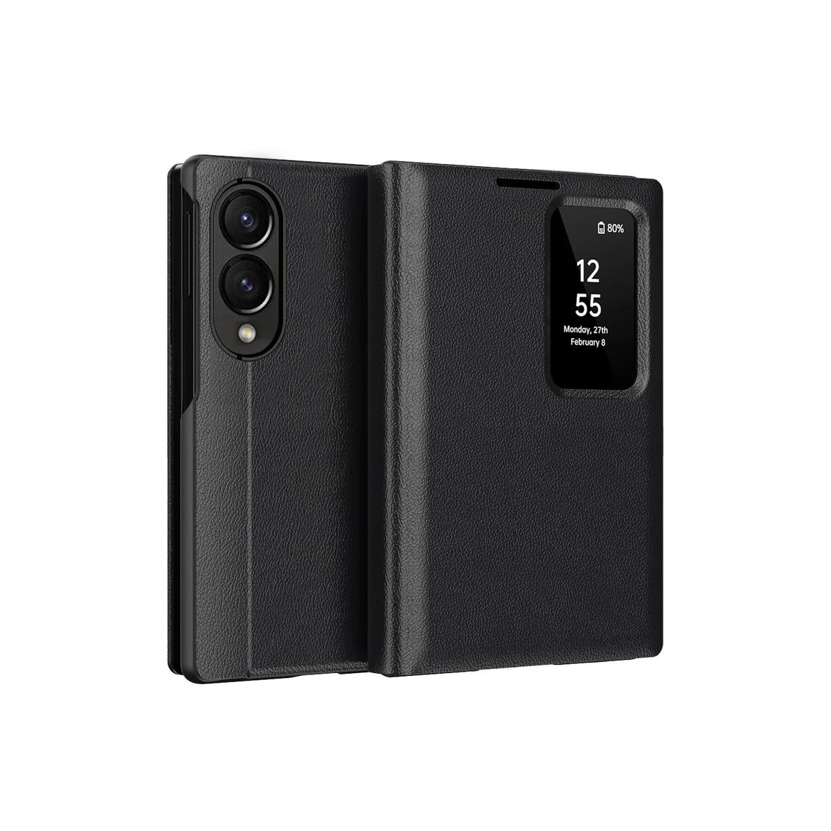 Luxury Leather Wallet Card Slot Smart View Case for Samsung Galaxy Z Fold 8 Fold8 Wide Flip-Free Answering Wake Up Flip Cover
