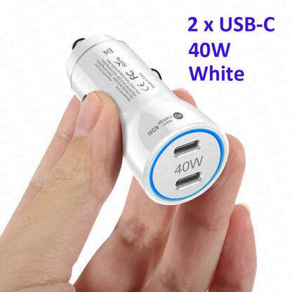 MZX 60W 48W 30W Duar Car Charger PD USB A Type C Smart Quick Charge 12V 24V Cigar Lighter Ultra QC 3.0 Charging for Cell Phone