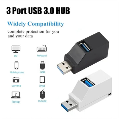 USB 3.0 Hub Adapter 3-Port High Speed Extender - Multi-Function Splitter  Adapter for PC/Laptop/Mouse with USB 2.0 Compatibility