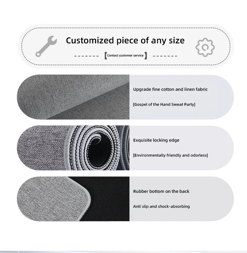 Cotton and Linen Rubber XXL Mouse Pad Gaming MousePad Large Desk Mat Gaming PC Desk Mat Keyboard Pad Computer Desk Pad