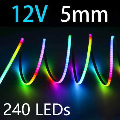 COB Smart LED Strip Light DC 5V 12V Individually Addressable 160LED Dream Colour 5mm RGB Pixel LED Tape Ribbon DIY Dimmable