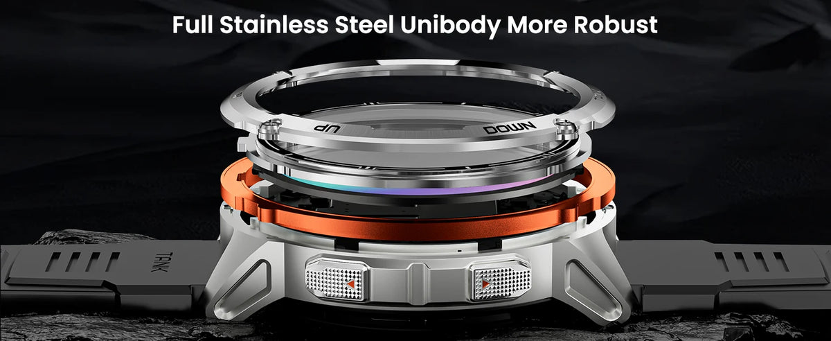 KOSPET TANK T3 Ultra 2 Smart Watch for Men GPS Stainless Steel Extra-Long Battery 5ATM IP69K Waterproof 24/7 Health Monitor