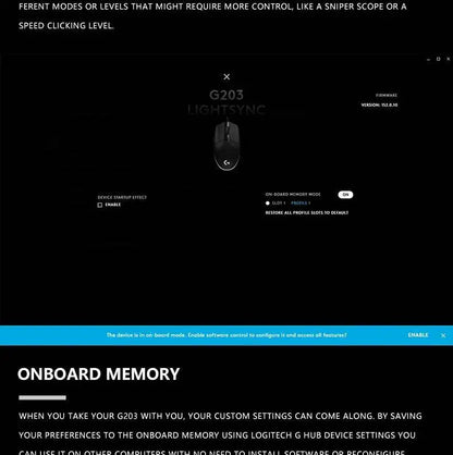Logitech G203 Prodigy Wired Gaming Mouse 8000 DPI RGB Lighting 6 Buttons On-Board Memory 2.1m Cable Windows ChromeOS