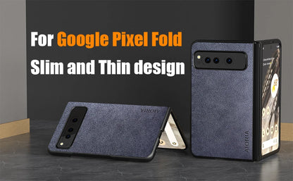 PU Leather Case for Google Pixel Fold 5G Simply Business Style Hard PC with PU 2in1 Material