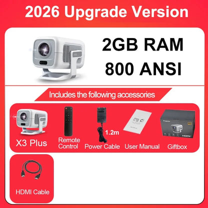 2026 Huaweishi X3 Plus Projector Android 4K Native Portable 1080P Auto Focus Video Home Cinema Outdoor HD LED HY320 Projetor