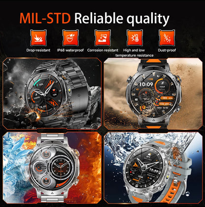 LIGE New 1400mAh Battery Smart Watch Men BT Call Waterproof Heart Rate Monitor Flashlight & SOS Red Light Sports Smartwatch Men