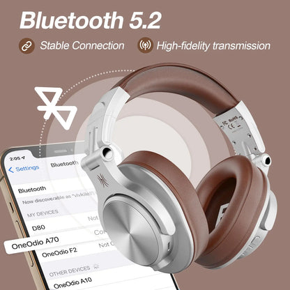 Oneodio A70 Fusion Wired + Wireless Bluetooth 5.2 Headphones For Phone With Mic Over Ear Studio DJ Headphone Recording Headset