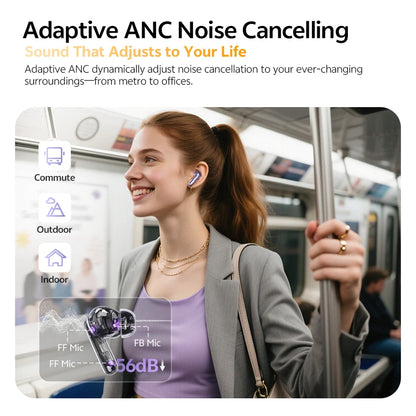 Ship From ES/PL/BR QCY HT18 MeloBuds N70 Wireless Earphones Bluetooth 6.0 Adaptive Hybrid ANC 6 Mics LDAC Hi-Res Audio Earbuds