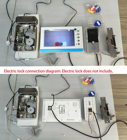 New Apartment Intercom Video Doorbell with RFID Card Unlock 7inch 4 Wired Video Door Phone System unlock 2 door ﻿