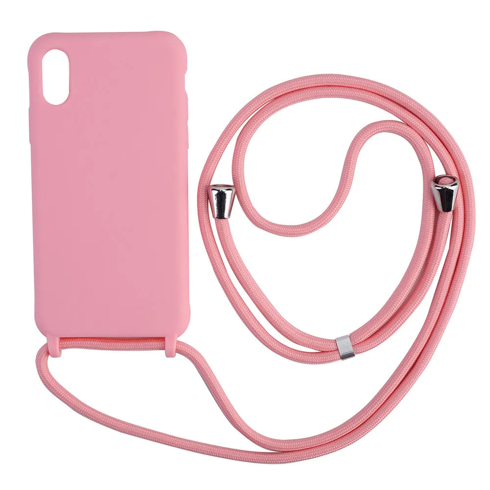 Strap Cord Silicone Phone Case For Samsung S22 S21 S23 S24 Ultra S20 FE S10 Plus Note 20 Plus Crossbody Necklace Lanyard Cover