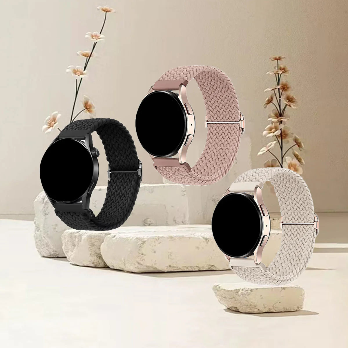 3pcs 18/20/22mm Braided Loop for Galaxy Watch 7 6 5 4 3 Band For Huawei Watch GT5 GT4/Garmin Vivoactive 5/Amazfit Bip6