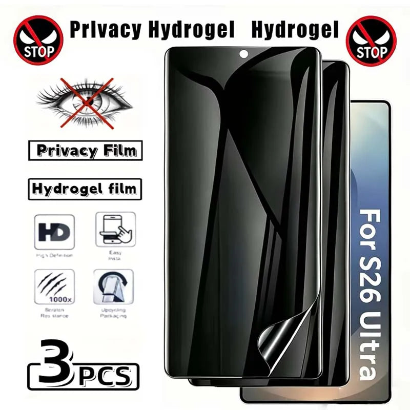 3Pcs Privacy Hydrogel Film For Samsung S26 S25 S24 Ultra FE Plus A57 A37 A27 A17 Privacy Screen Protector