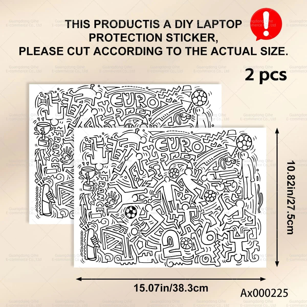2Pcs Black White Doodle Laptop Skin, Waterproof Vinyl Graffiti Laptop Decal Art Stickers for MacBook HP Dell Universal Laptop