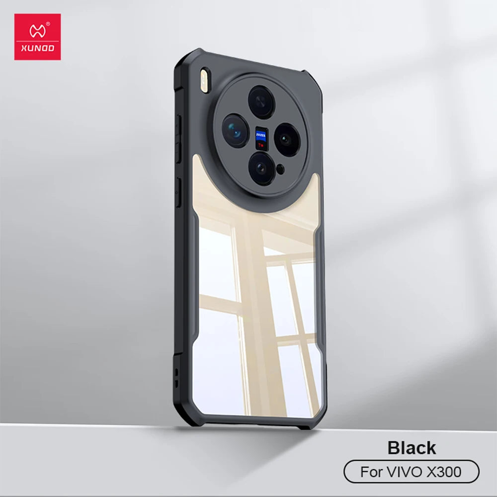 Xundd For VIVO X300 Pro X300 Ultra Case, Airbag Anti-drop Shell PC+TPU Back Stripes Transparent Cover With Magnetic Stand