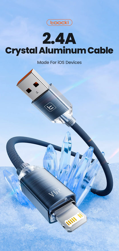 Toocki USB Cable for iPhone 14 13 12 Pro Max 2.4A Fast Charging Lightning Cable Data Wire for iPhone 8 7 6 5 Plus AirPods